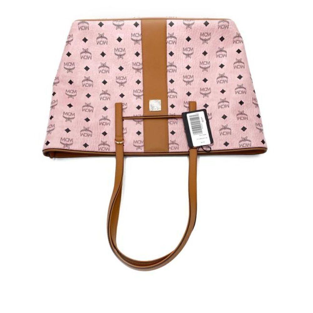 MCM Anya Pink Monogram Visetos Canvas Medium Shopper Tote - Picture 8 of 10